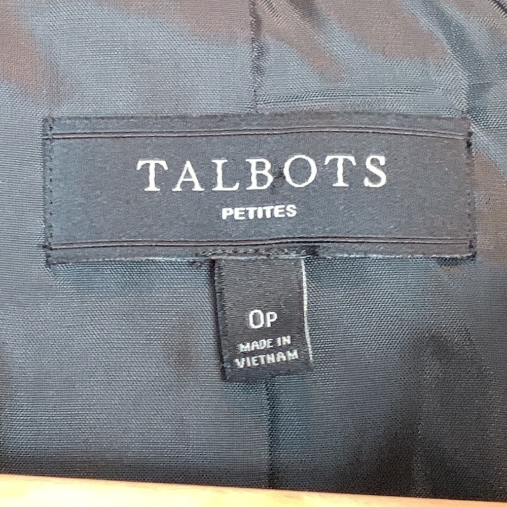 Talbots Petites | Cotton Black Velvet Button Pocket Fully Lined Blazer Jacket 0P - Picture 6 of 16